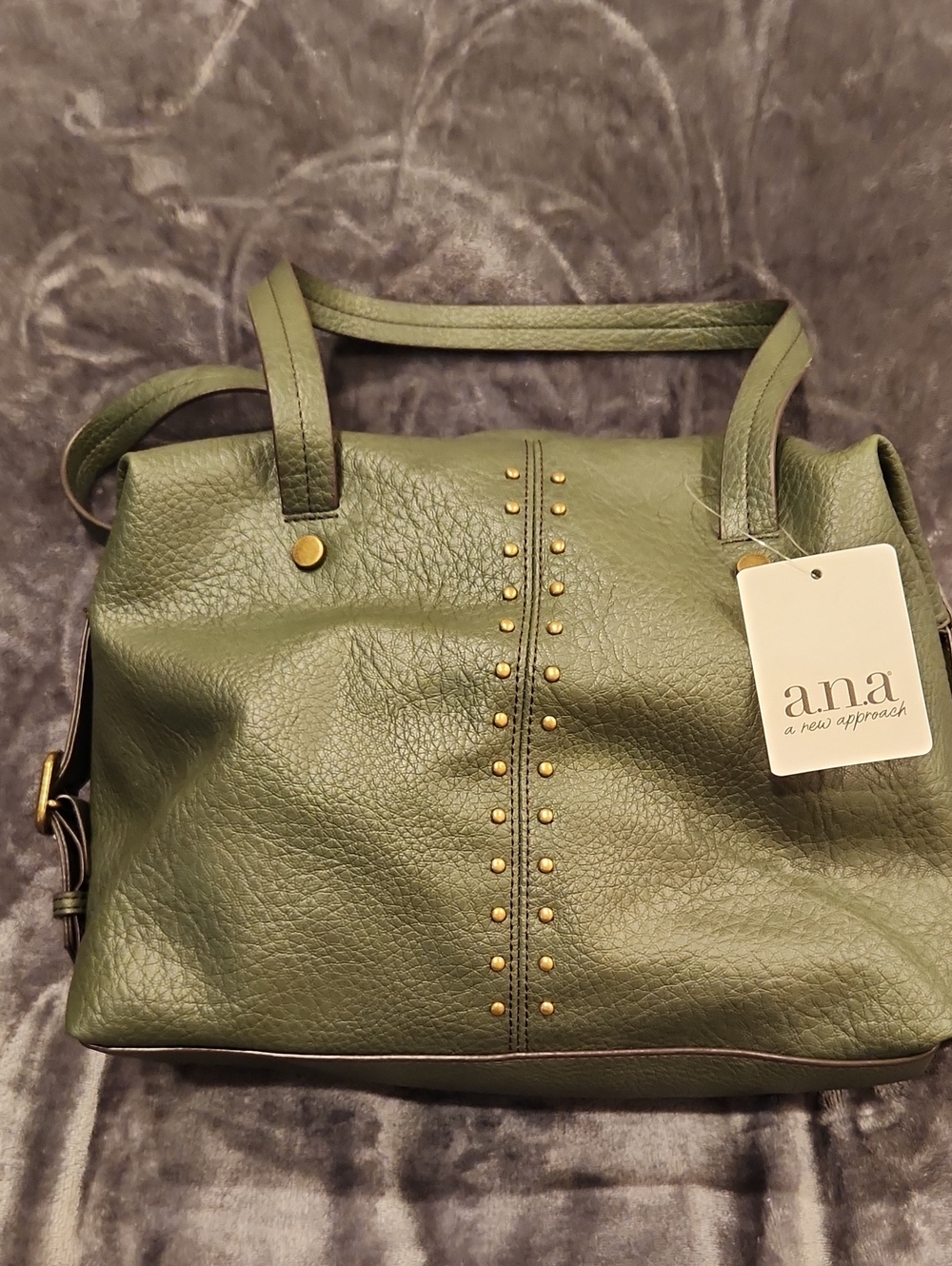 a.n.a Olive Green Studded Shoulder Tote